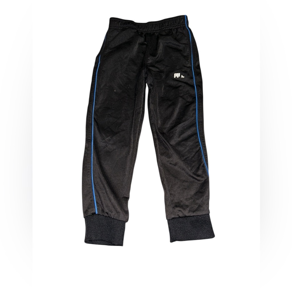 Black Kids Track Pants with Blue Accents
